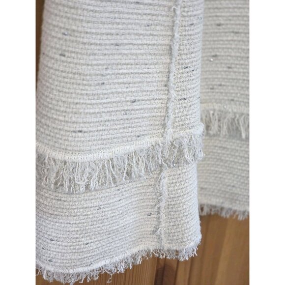 Rebecca Taylor Womens Dress 10 Fringe Tweed Shift Ivory Metallic - Picture 14 of 16